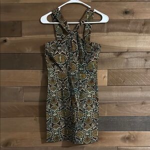 Topshop Green and Blue Sheath Mini Dress Halter Sleeveless